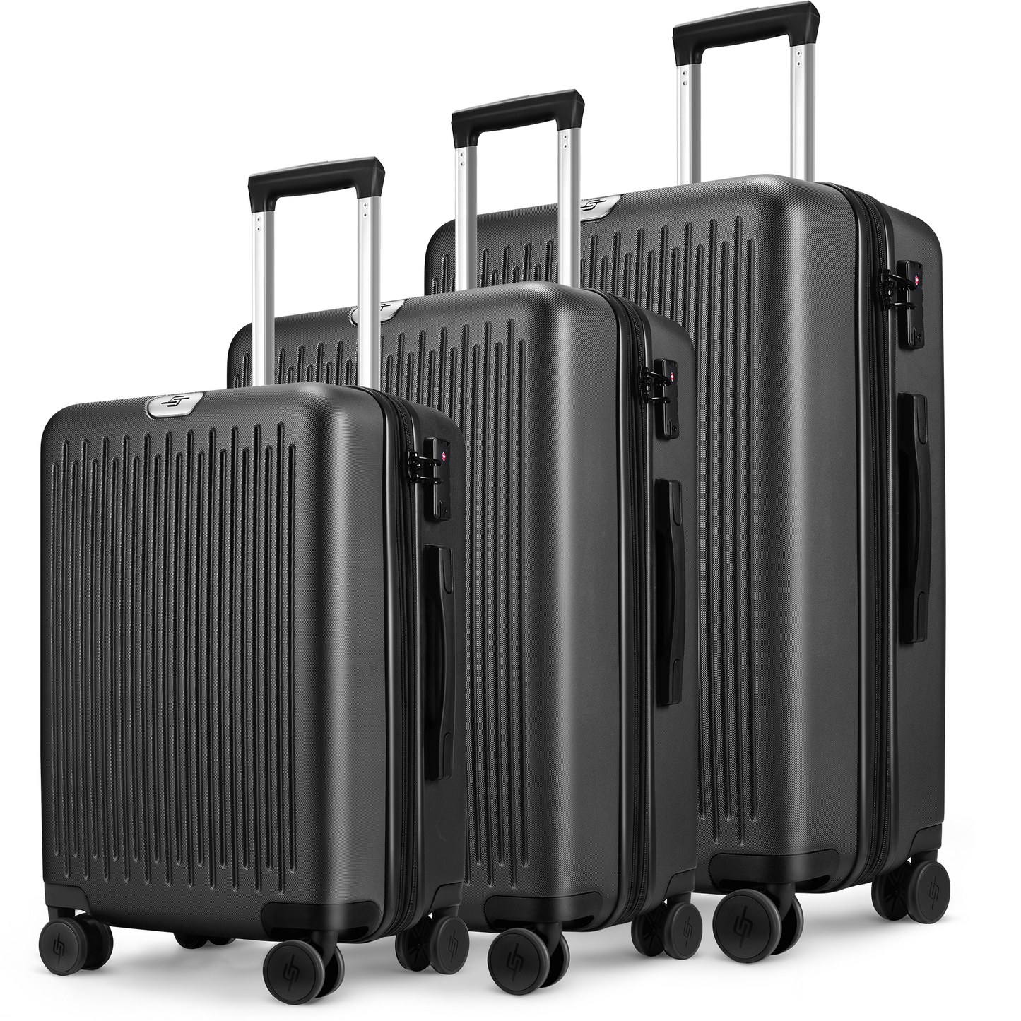 Hard Expandable Luggage Sets with Double Spinner Wheels, TSA Lock, 3-Piece Suitcase Sets, Dark Blue
