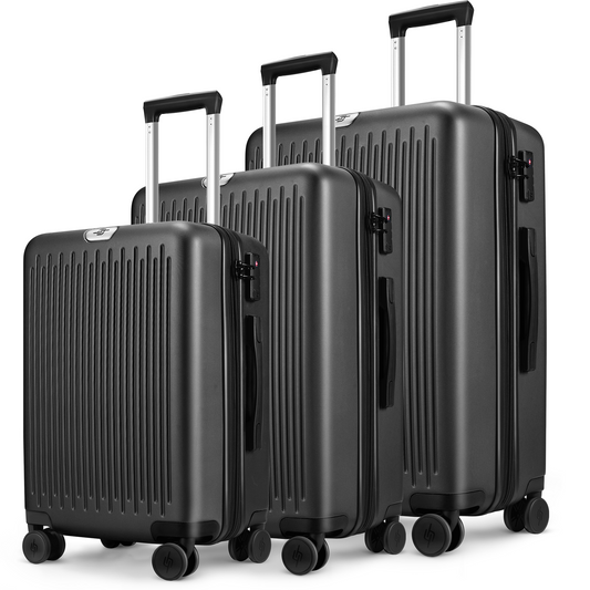 Hard Expandable Luggage Sets with Double Spinner Wheels, TSA Lock, 3-Piece Suitcase Sets, Dark Blue
