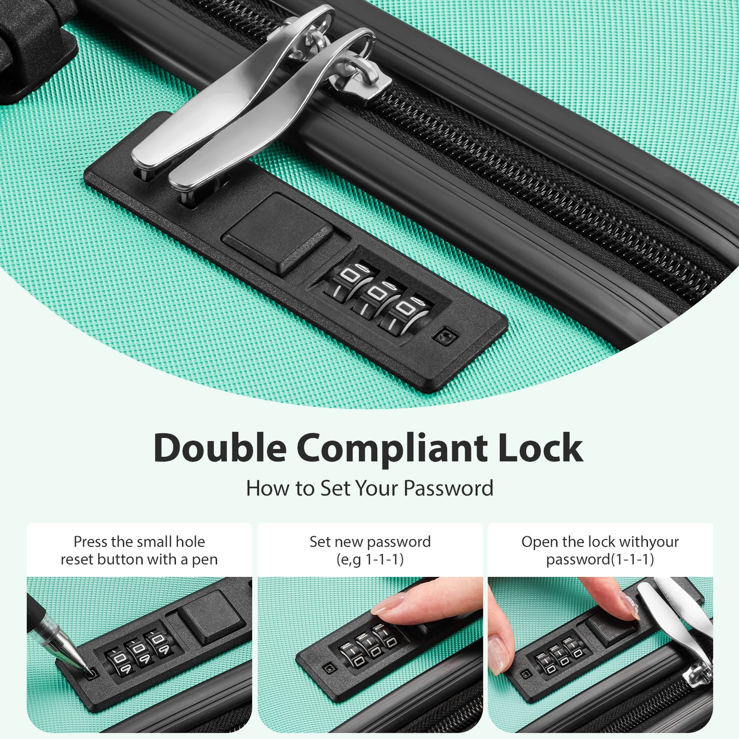 Luggage Sets 3 Piece Hardside ABS Durable Lightweight Carry On Family Travel Suitcase Set with Spinner Wheels