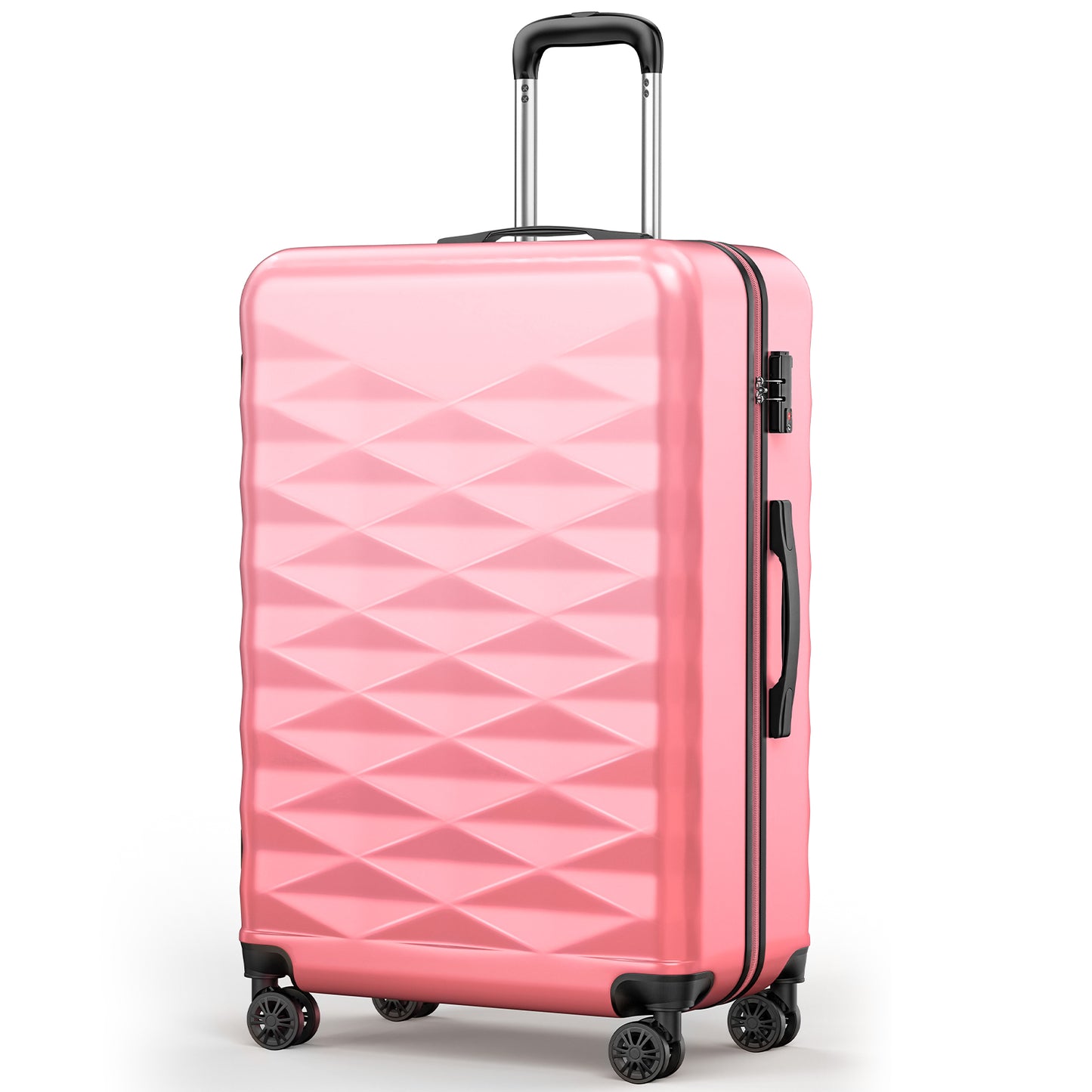 Gowill 20" /24"/28" PC + ABS Carry on Suitcases and Luggage with Spinner Wheels and TSA Lock, Rose Red