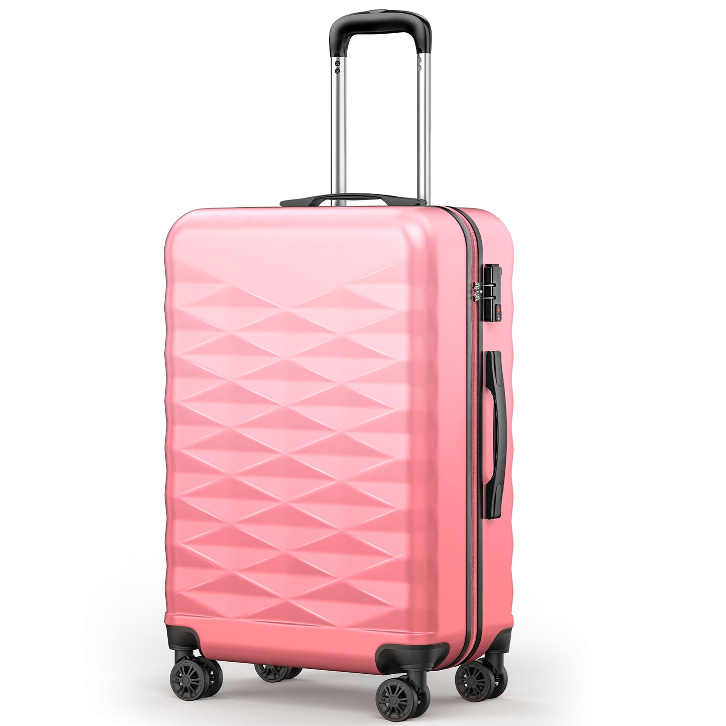 Gowill 20" /24"/28" PC + ABS Carry on Suitcases and Luggage with Spinner Wheels and TSA Lock, Rose Red