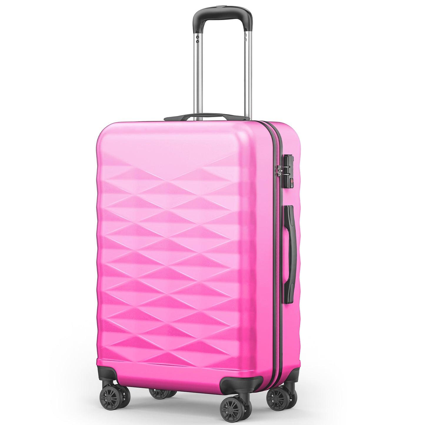 Gowill 20" /24"/28" PC + ABS Carry on Suitcases and Luggage with Spinner Wheels and TSA Lock, Rose Red