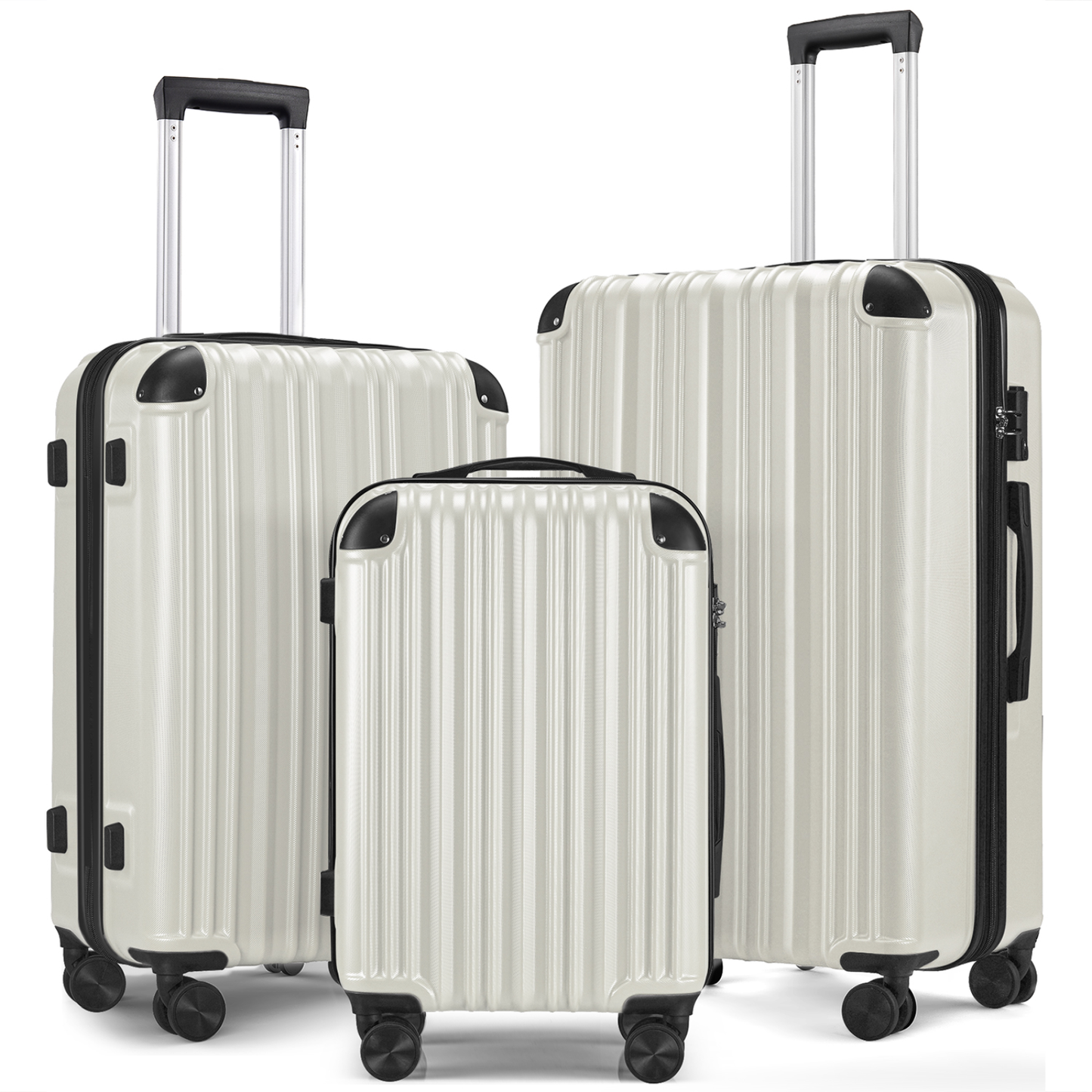 3-Piece Expandable Luggage Sets, ABS Spinner Suitcase Set with TSA Lock