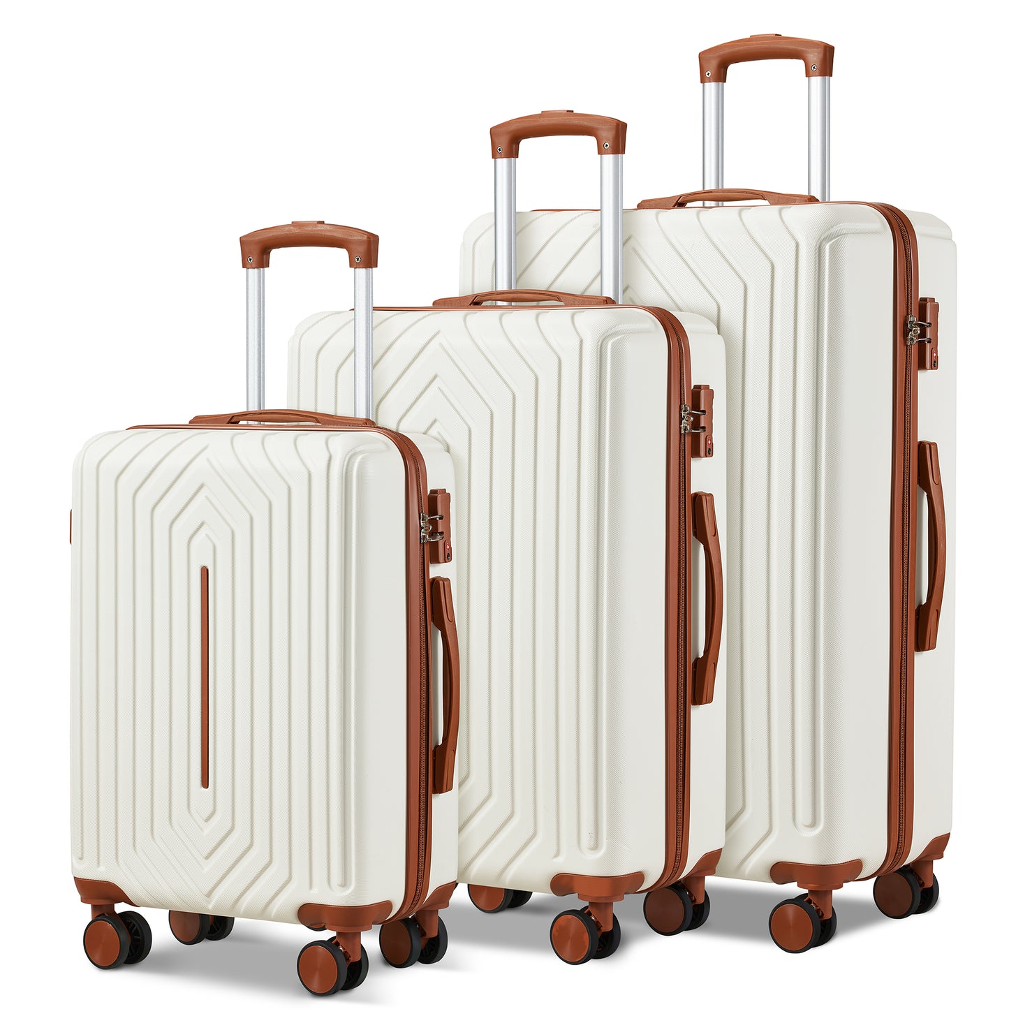 3 Luggage Sets ABS Hardshell Suitcase Set with TSA Lock Durable Spinner Wheels Suitcase