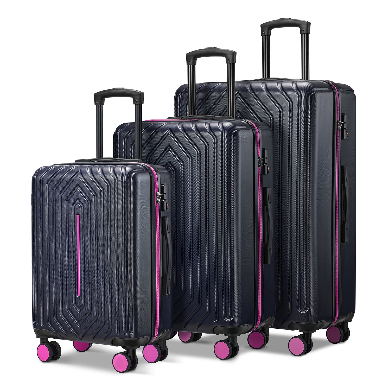 3 Luggage Sets ABS Hardshell Suitcase Set with TSA Lock Durable Spinner Wheels Suitcase