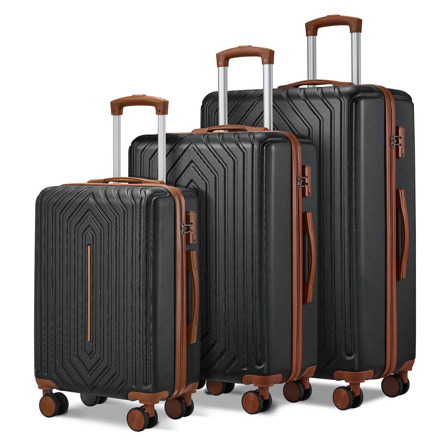 3 Luggage Sets ABS Hardshell Suitcase Set with TSA Lock Durable Spinner Wheels Suitcase