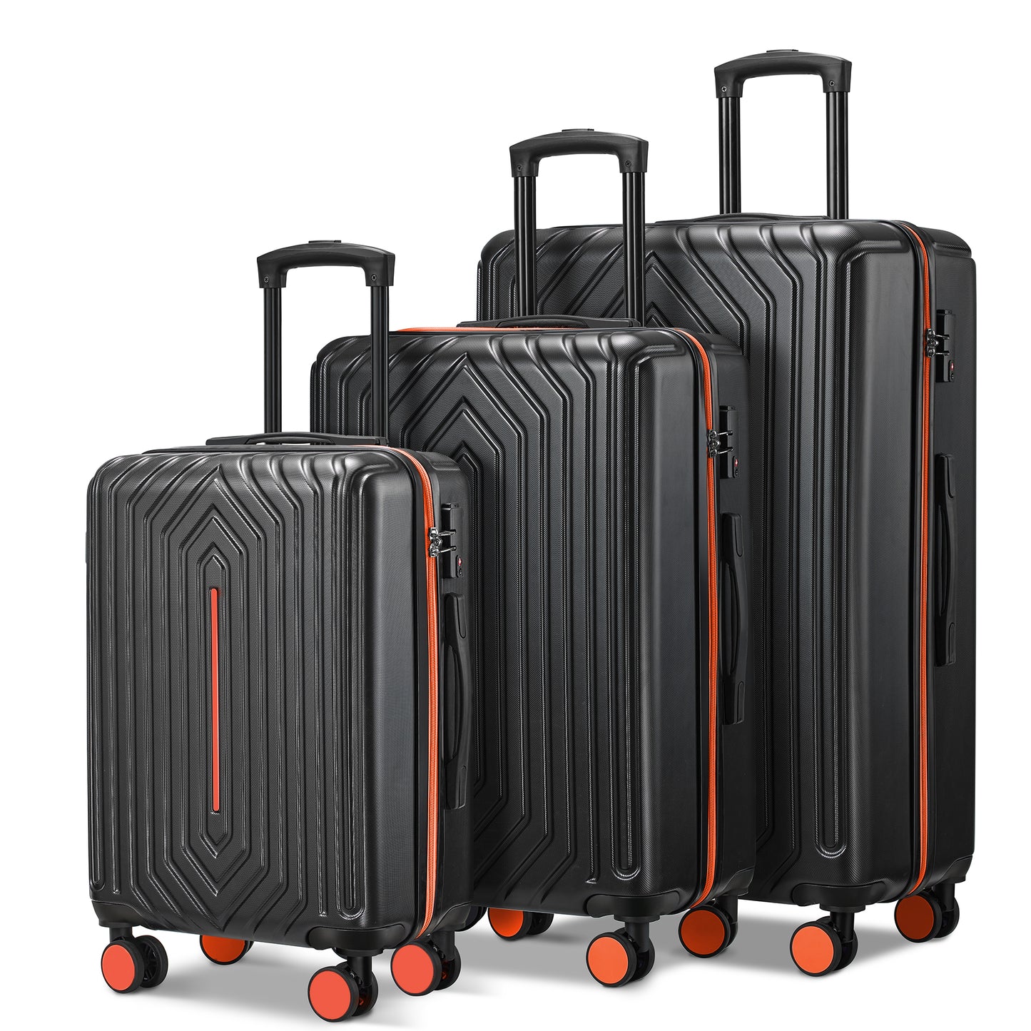 3 Luggage Sets ABS Hardshell Suitcase Set with TSA Lock Durable Spinner Wheels Suitcase