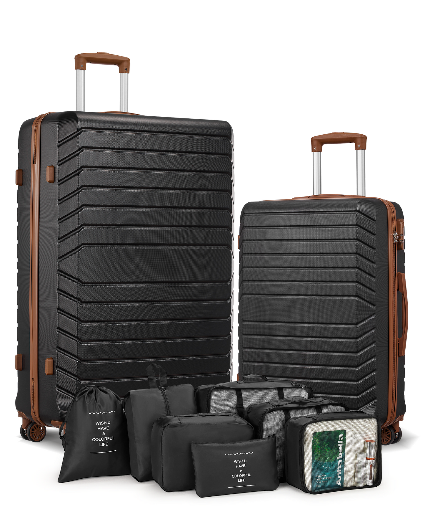 2 Piece Travel Luggage Sets (20"&28") Hardside Suitcase with 7PC Organizer Bags