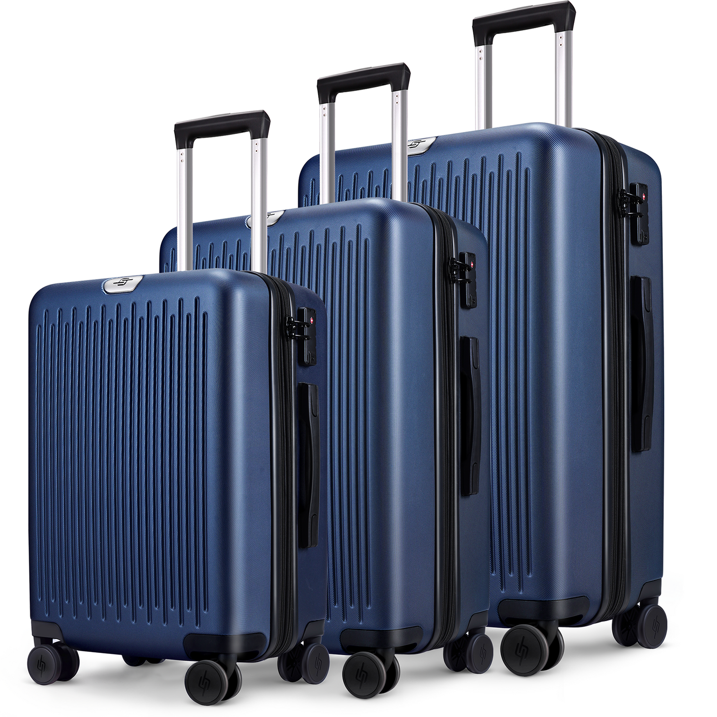 Hard Expandable Luggage Sets with Double Spinner Wheels, TSA Lock, 3-Piece Suitcase Sets, Dark Blue