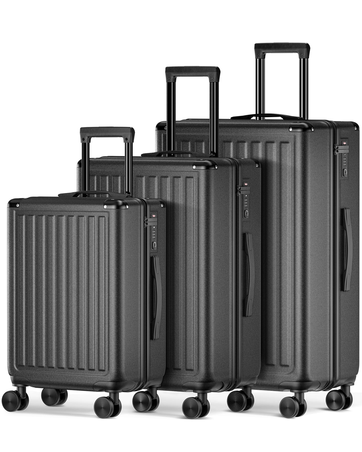 3 Piece Luggage Sets with Wheels, Hardside PC + ABS Suitcase (20+24+28")