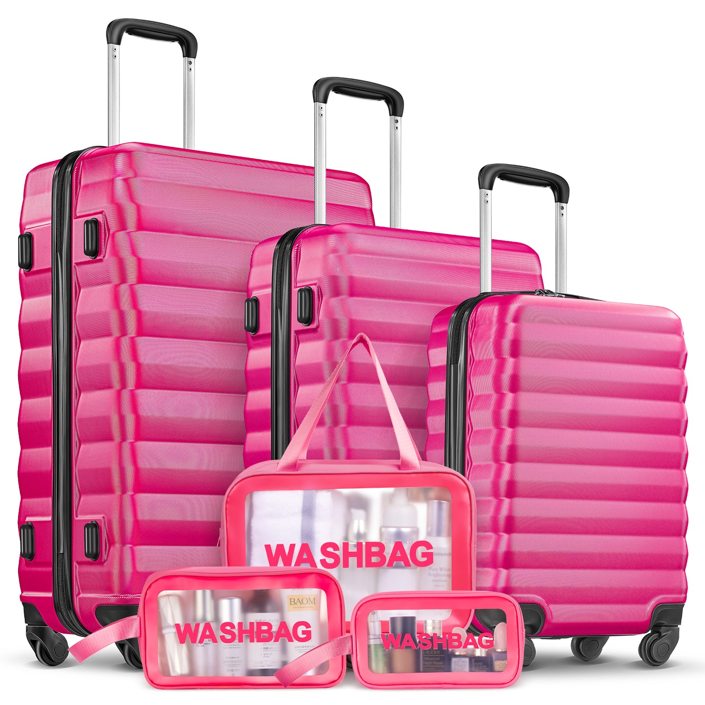 Luggage Set 6 Piece Suitcase Sets with Spinner Wheel, ABS Hardside Travel Laggage,Travel Toiletry Bag