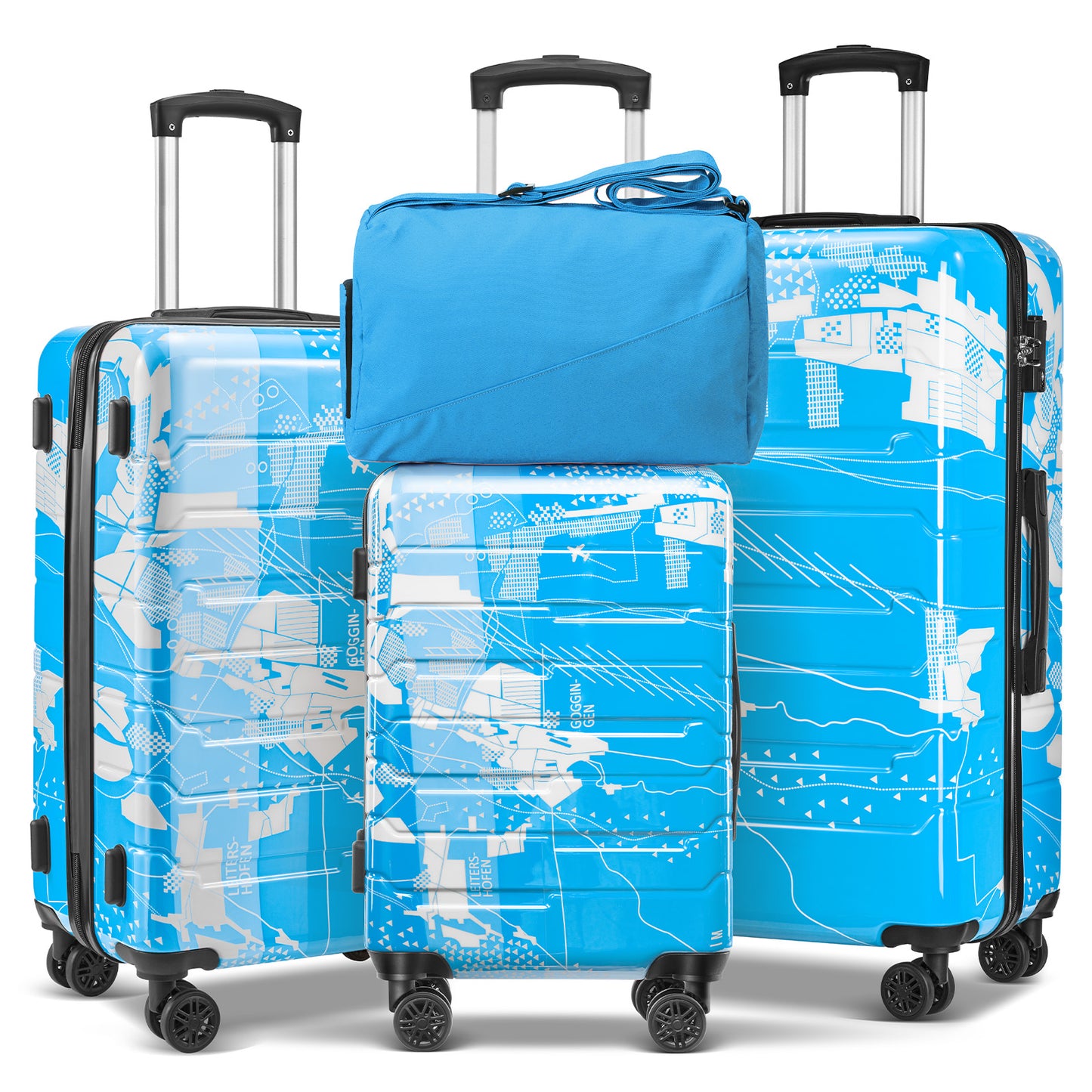 Gowill 3-Piece Luggage Sets 20/24/28 inch Hardside Suitcase Set With Travel Duffle Bag,Weekender Bag Carry On Tote Bags for Women