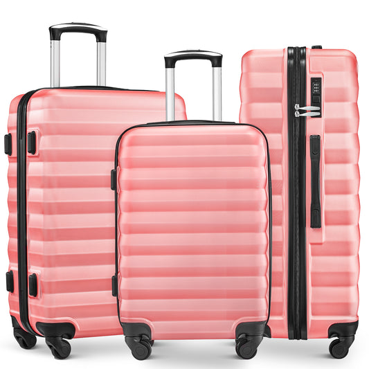 Luggage Set 3 Piece Suitcase Sets with Spinner Wheel, ABS Hardside Travel Laggage