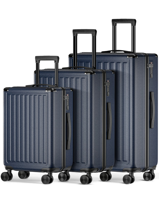 3 Piece Luggage Sets with Wheels, Hardside PC + ABS Suitcase (20+24+28")