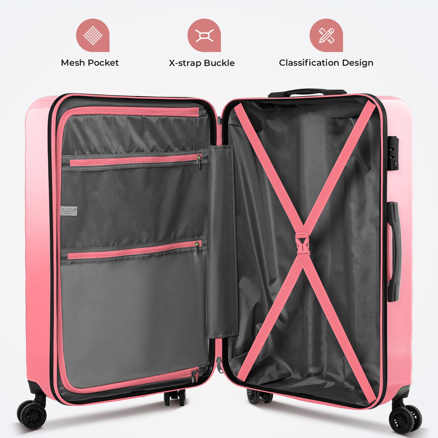 3 Piece Luggage Sets Hardshell Suitcase Sets Spinner Wheel TSA Lock Large Travel Luggage, 20/24/28 Inch