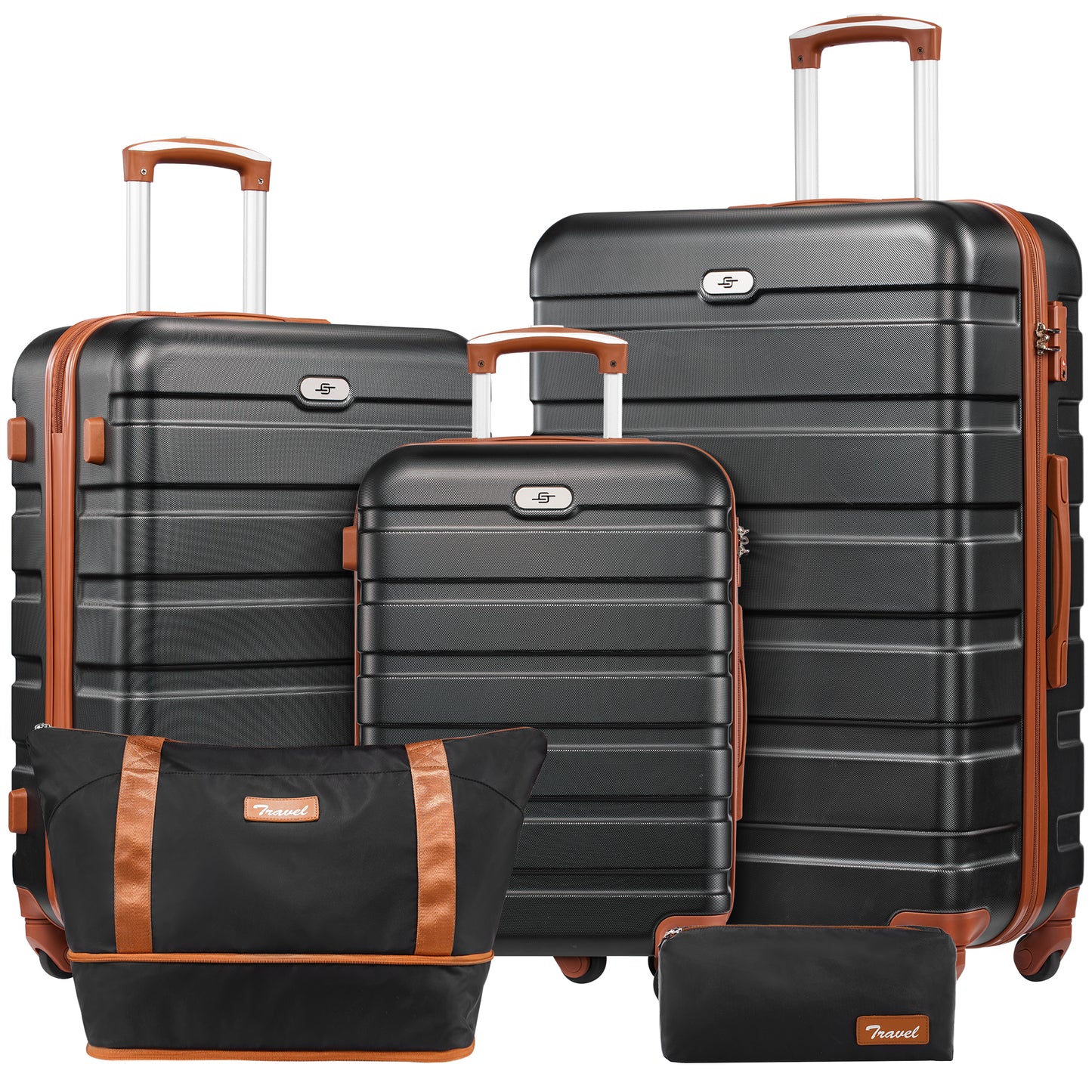 4 pcs travel luggage sets, 20 28 inch carry-on and checked luggage, and expandable duffle bags