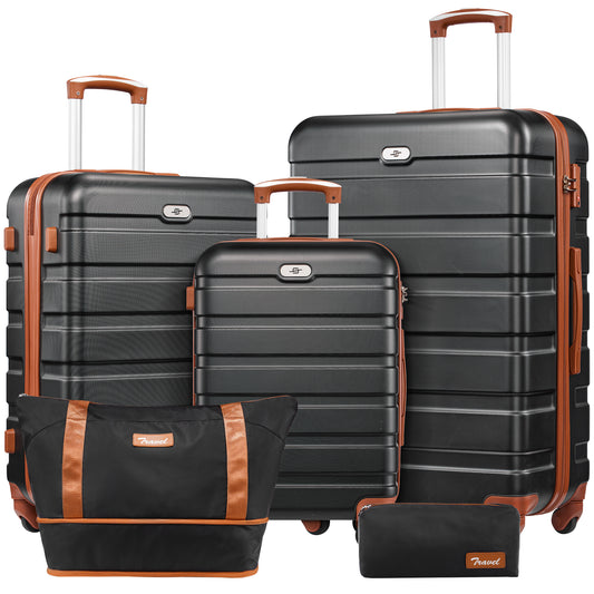 4 pcs travel luggage sets, 20 28 inch carry-on and checked luggage, and expandable duffle bags