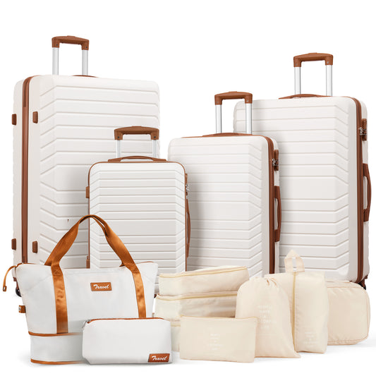 Gowill 13 Piece Luggage Sets,32/28/24/20 inch ABS Carry-on and Checked Suitcase Large Travel Suitcase Set with 7 Organizer Bags and Expandable Duffel Bag
