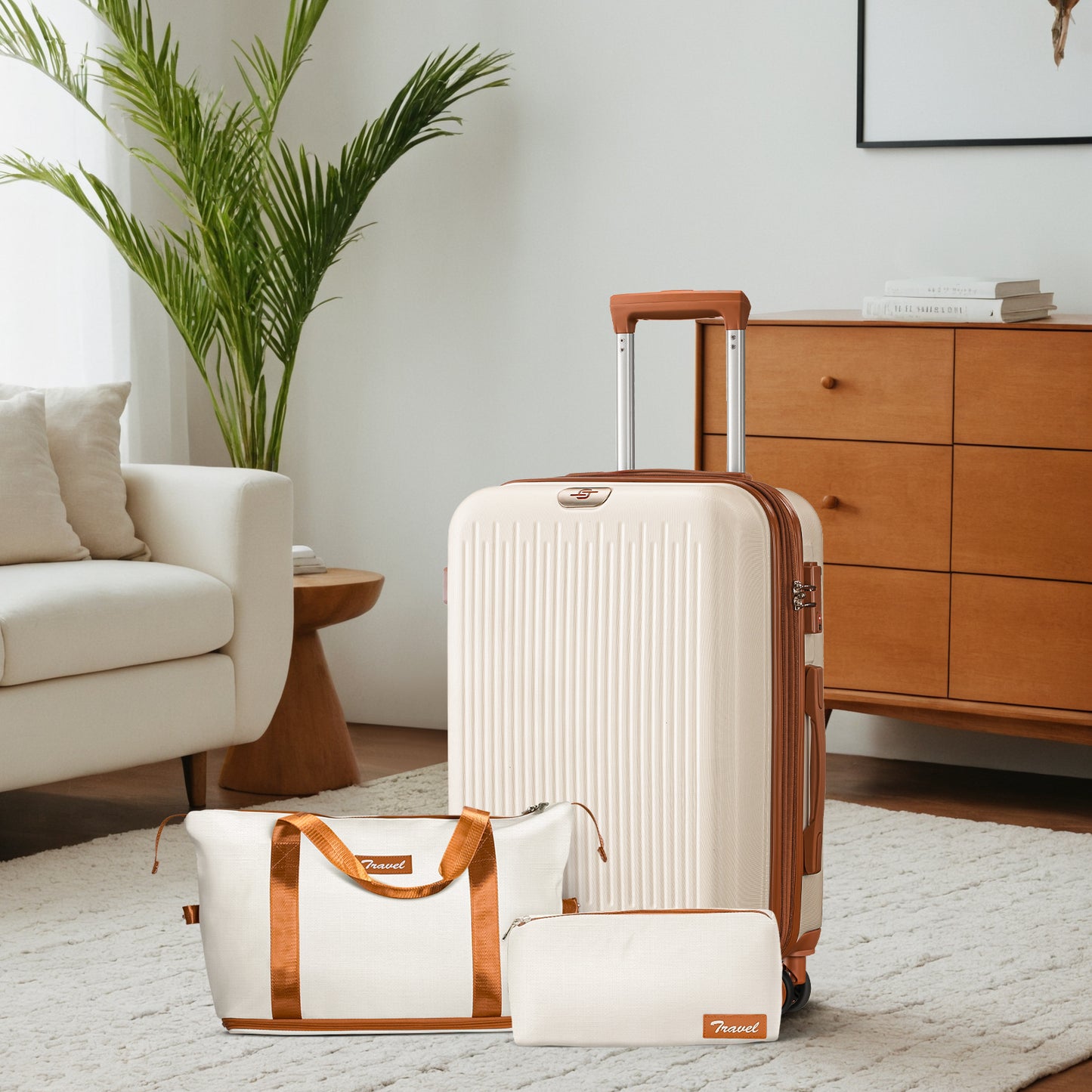 3 Piece Luggage Sets, Expandable Carry-on Luggage with Travel Duffel Bags Lightweight Suitcase with Wheels, Black