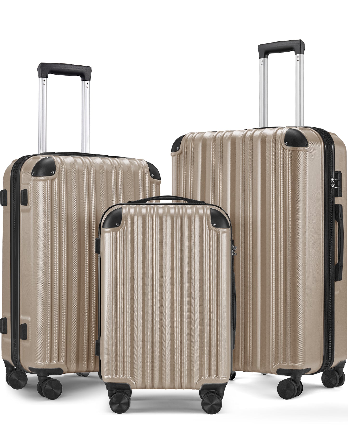 3-Piece Expandable Luggage Sets, ABS Spinner Suitcase Set with TSA Lock