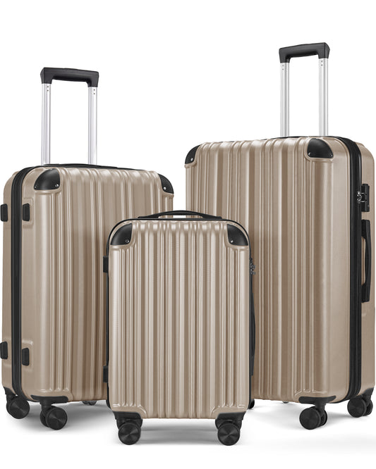 3-Piece Expandable Luggage Sets, ABS Spinner Suitcase Set with TSA Lock