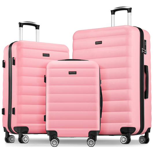 Luggage Sets 3 Piece Hardside ABS Durable Lightweight Carry On Family Travel Suitcase Set with Spinner Wheels