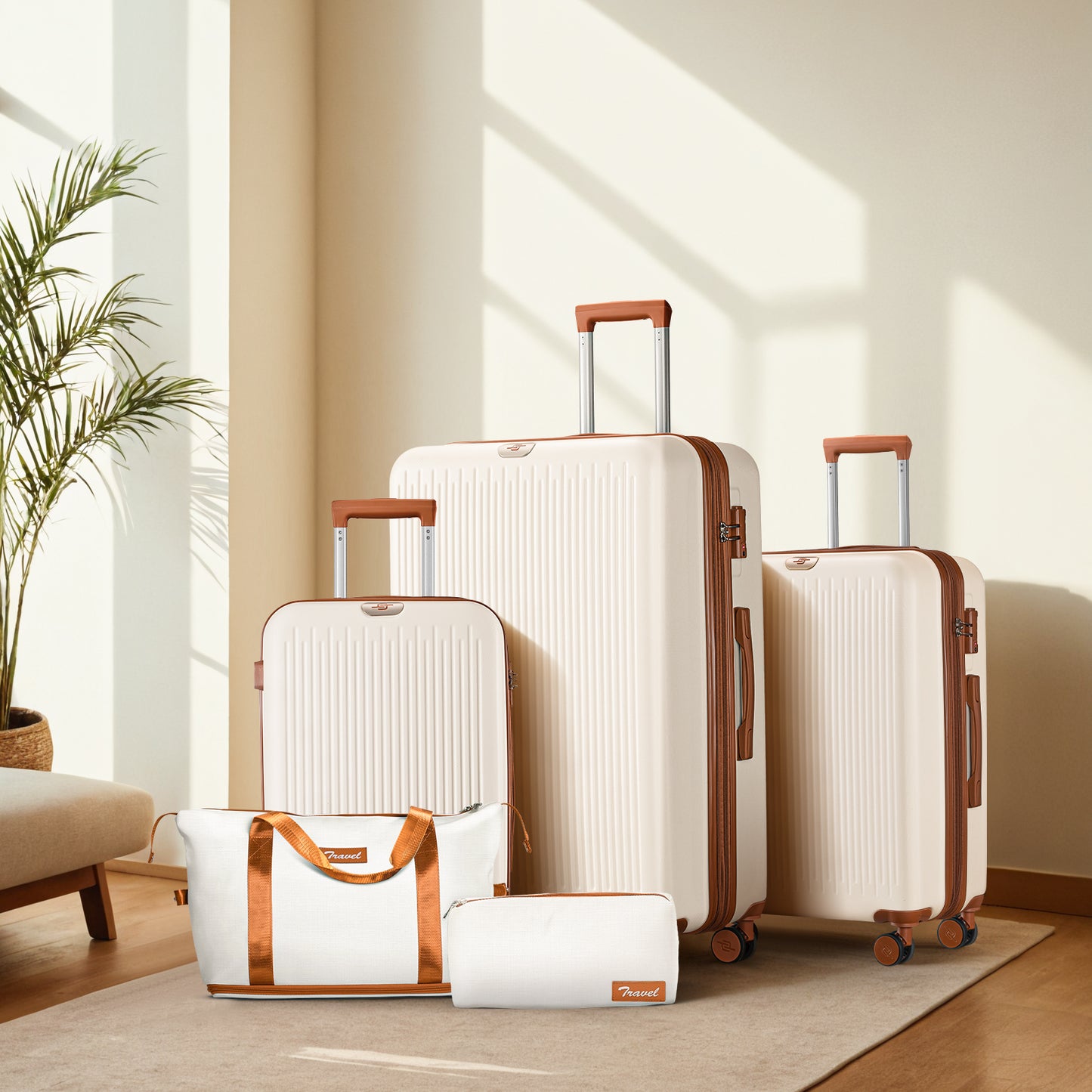 Expandable Luggage 3 Piece Sets Hardside Suitcase Set with Expandable Travel Duffle Bag