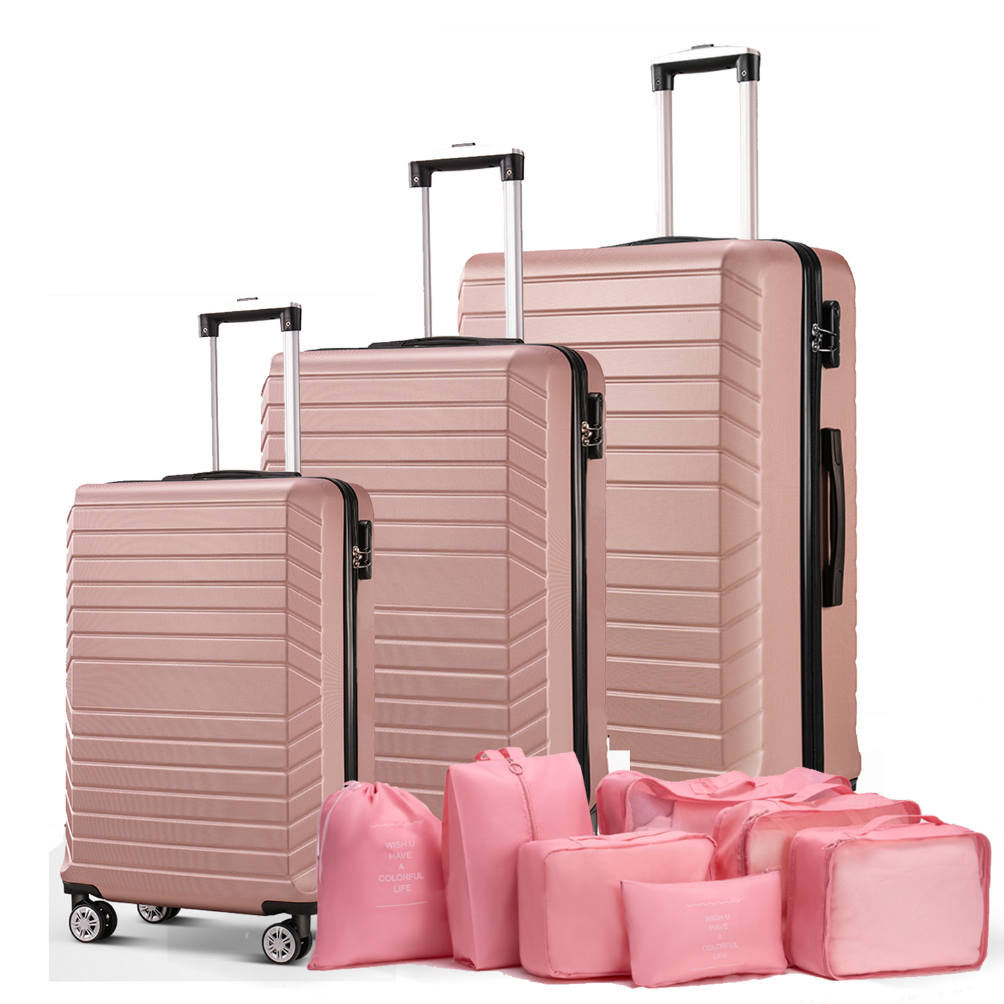 10 Piece Luggage Sets, 20 24 28 inch Luggage with 7PCS Packing Cubes, Suitcase with Wheels