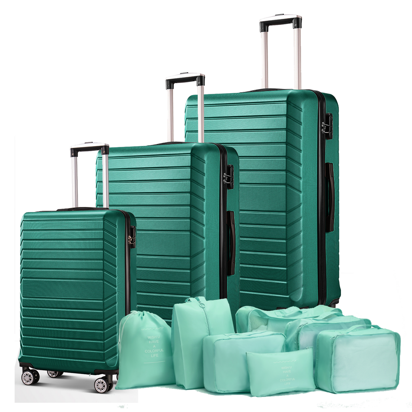 10 Piece Luggage Sets, 20 24 28 inch Luggage with 7PCS Packing Cubes, Suitcase with Wheels