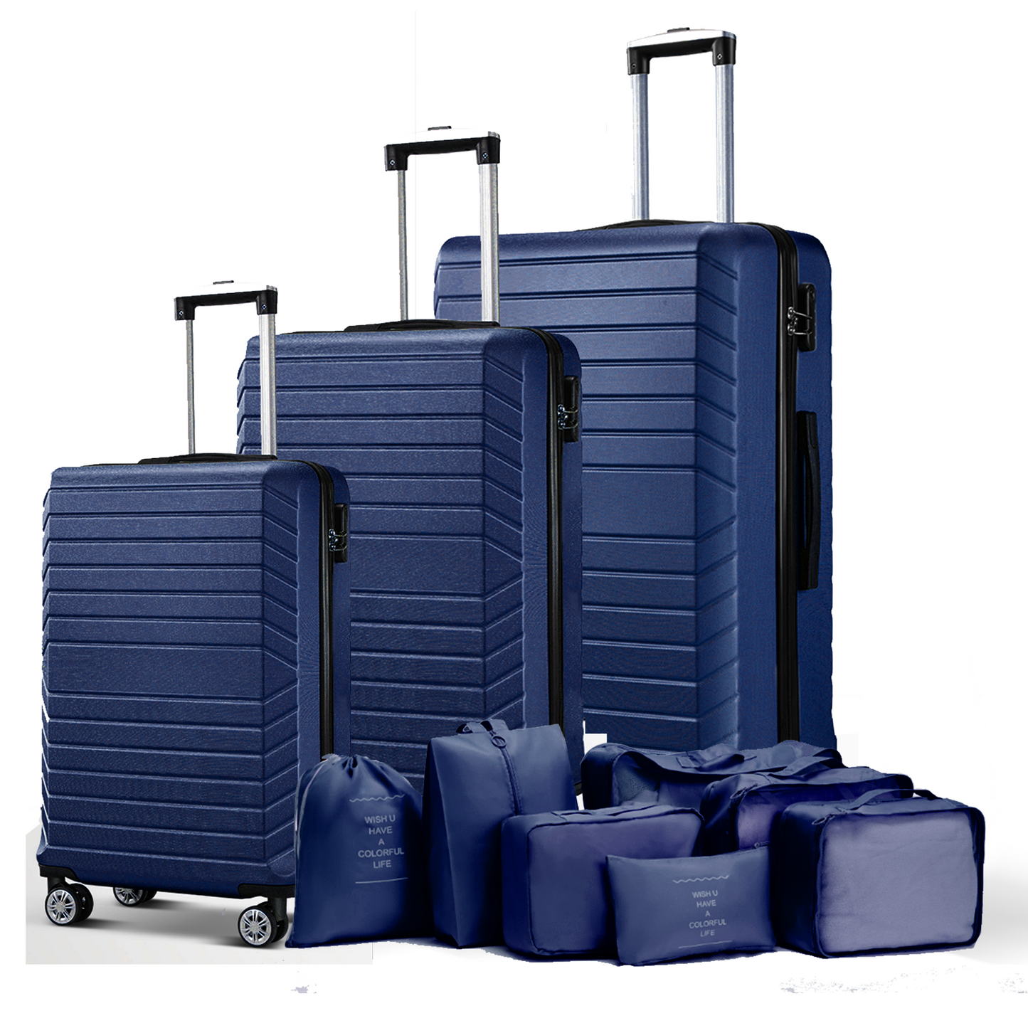 10 Piece Luggage Sets, 20 24 28 inch Luggage with 7PCS Packing Cubes, Suitcase with Wheels