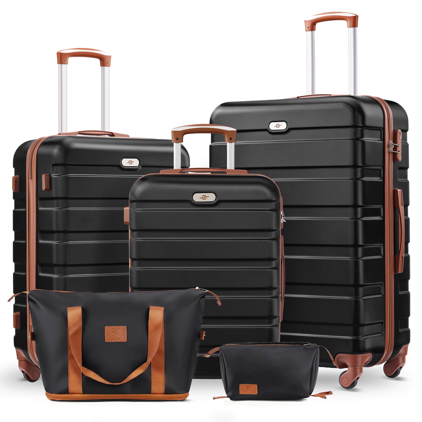 5 Piece Luggage Sets,20/24/28 inch Hardside Lightweight ABS Suitcase With Expandable Duffle Bag
