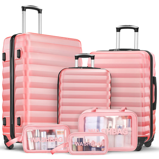 Luggage Set 6 Piece Suitcase Sets with Spinner Wheel, ABS Hardside Travel Laggage,Travel Toiletry Bag