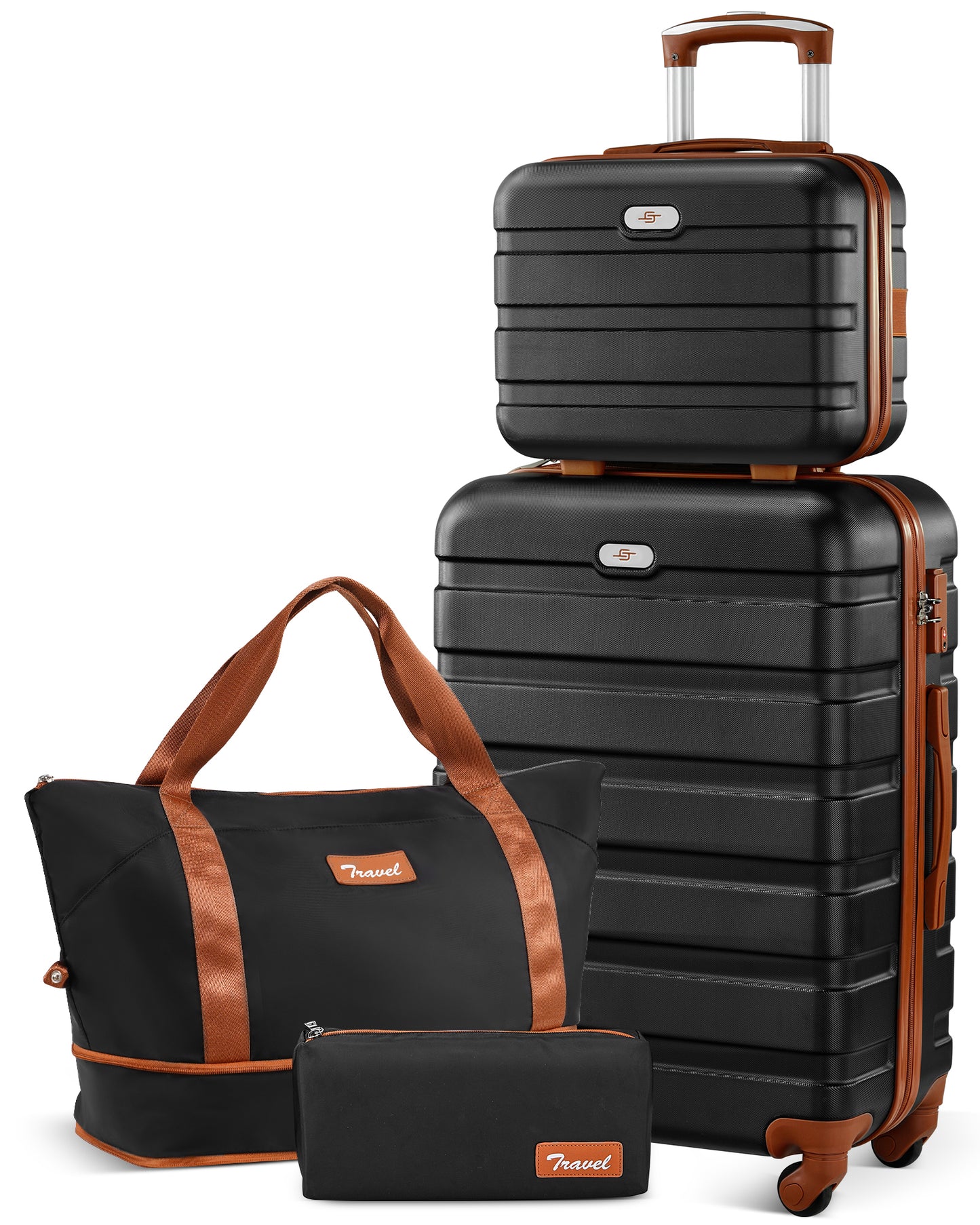 20" Carry-on Luggage Set And 13" Suitcase Travel Set With Expandable Duffel Bag