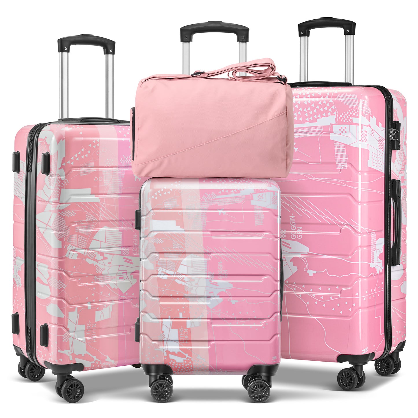 Gowill 3-Piece Luggage Sets 20/24/28 inch Hardside Suitcase Set With Travel Duffle Bag,Weekender Bag Carry On Tote Bags for Women