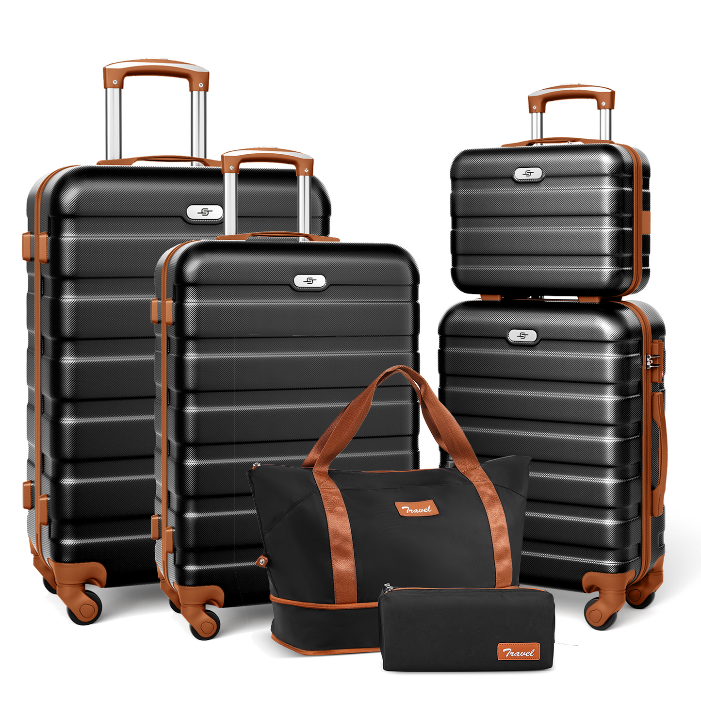 6 Piece Luggage Sets, with Travel Duffle Bags, Lightweight ABS Hard Suitcase