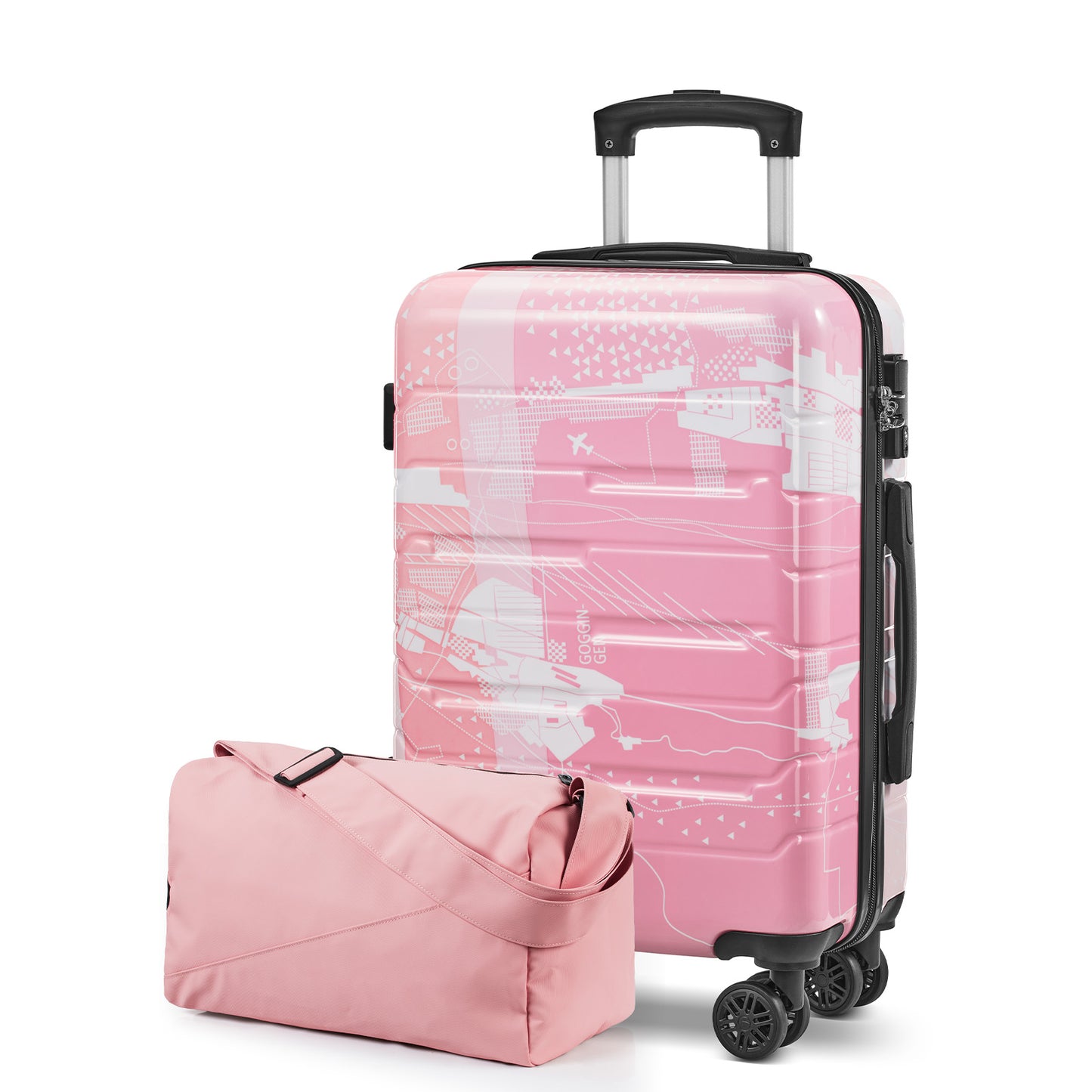 20 inch Carry on Luggage with Spinner Wheels, Lightweight Suitcase With Duffle Bag,Weekender Bag Bag Tote Bags for Women