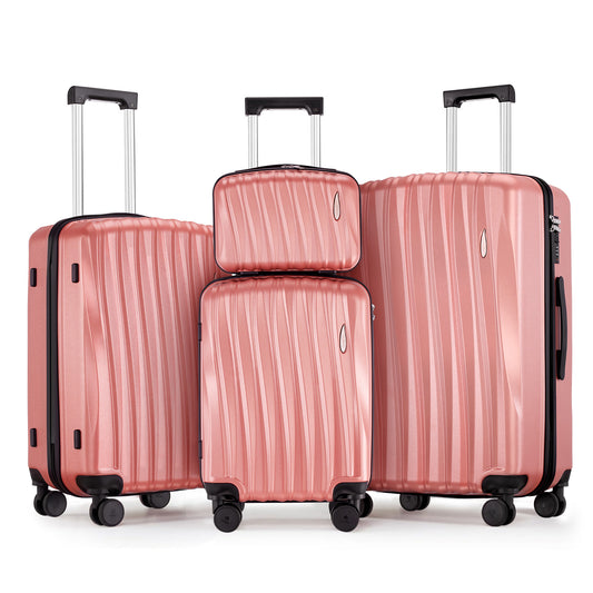 Gowill 4 Piece Hardside Luggage Set 27/23/19/12 inch Hardshell Lightweight Spinner Wheels Carry-on and Checked Suitcase.