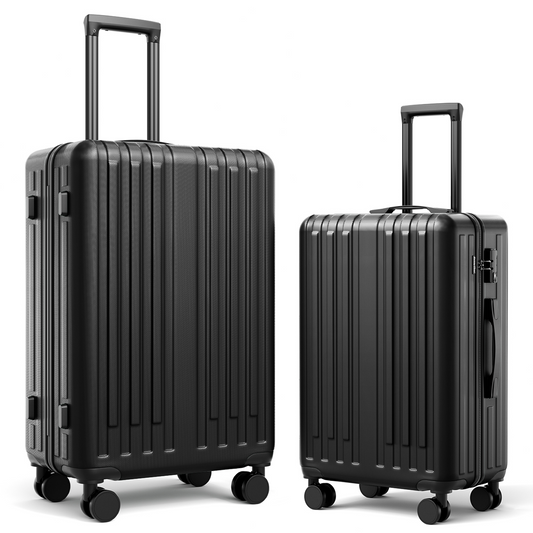 2 Piece Luggage Set with Wheels, 20-inch Carry on Luggage, 24" Checked Luggage,Black