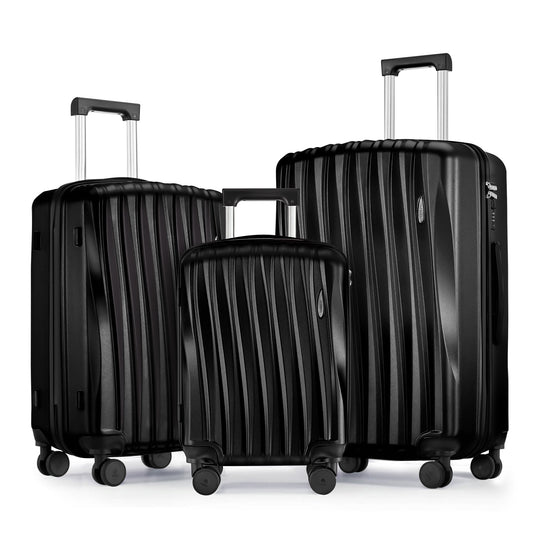 Gowill 3 Piece Luggage Set 28/24/20 inch Hardshell Lightweight Carry-on and Checked Suitcase with Spinner Wheels.