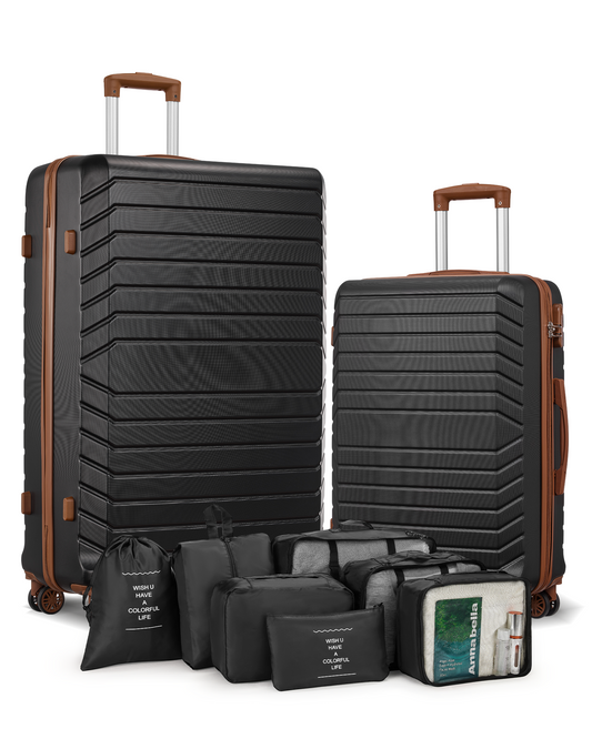 2 Piece Travel Luggage Sets (20"&28") Hardside Suitcase with 7PC Organizer Bags