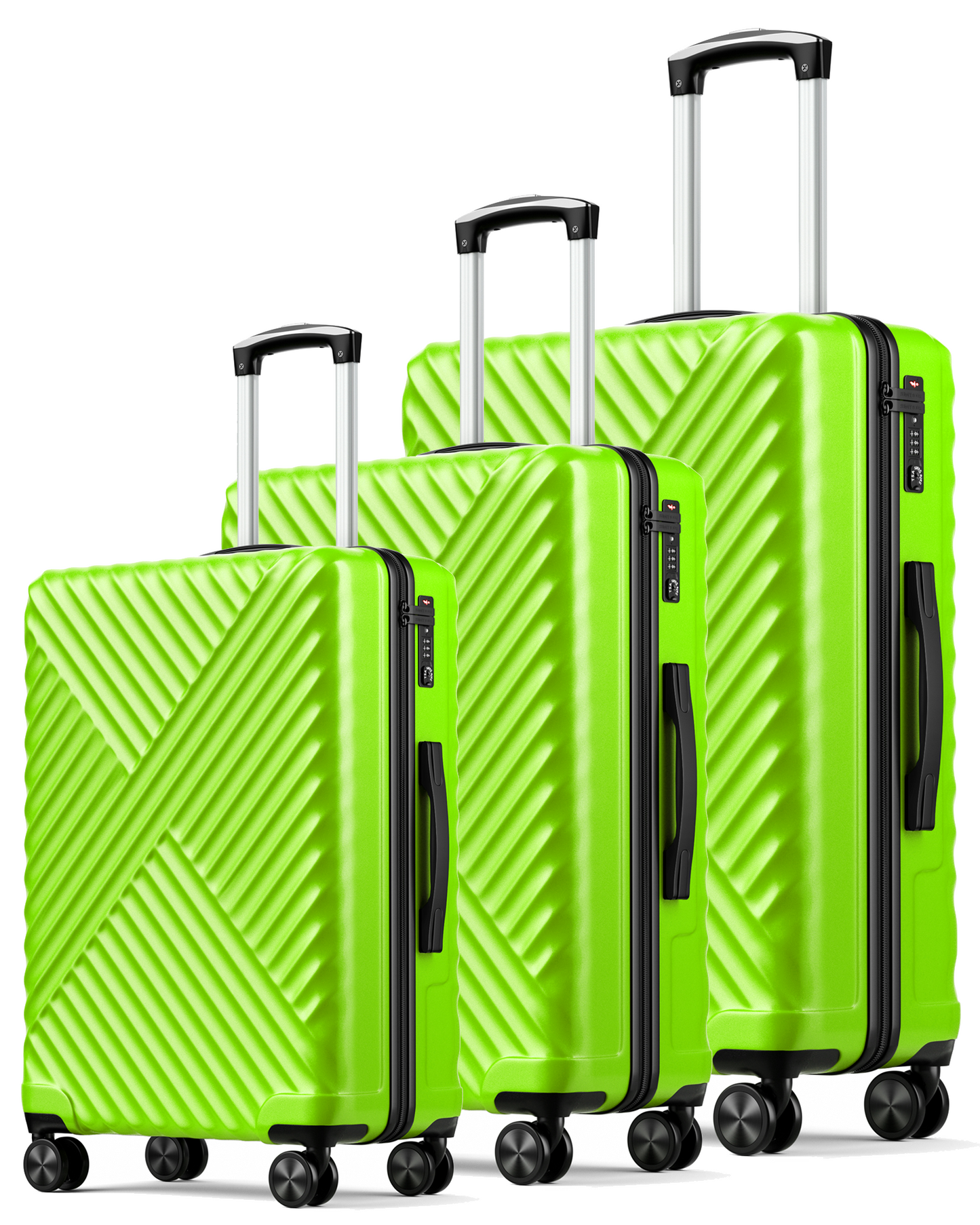 3 Piece Luggage Set with Wheels, 20-inch Carry on Luggage, 24" and 28" Checked Luggage,Deep Green