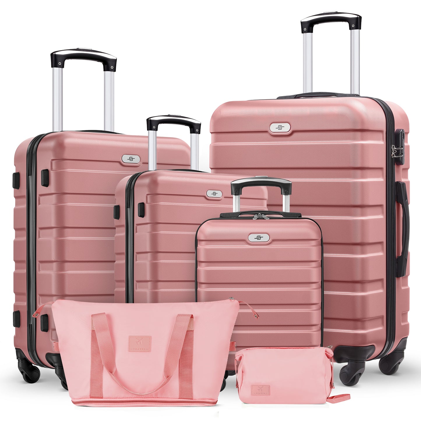 Gowill 6 Piece Luggage Sets,16/20/24/28 inch Hardside Lightweight ABS Suitcase With Expandable Duffle Bag