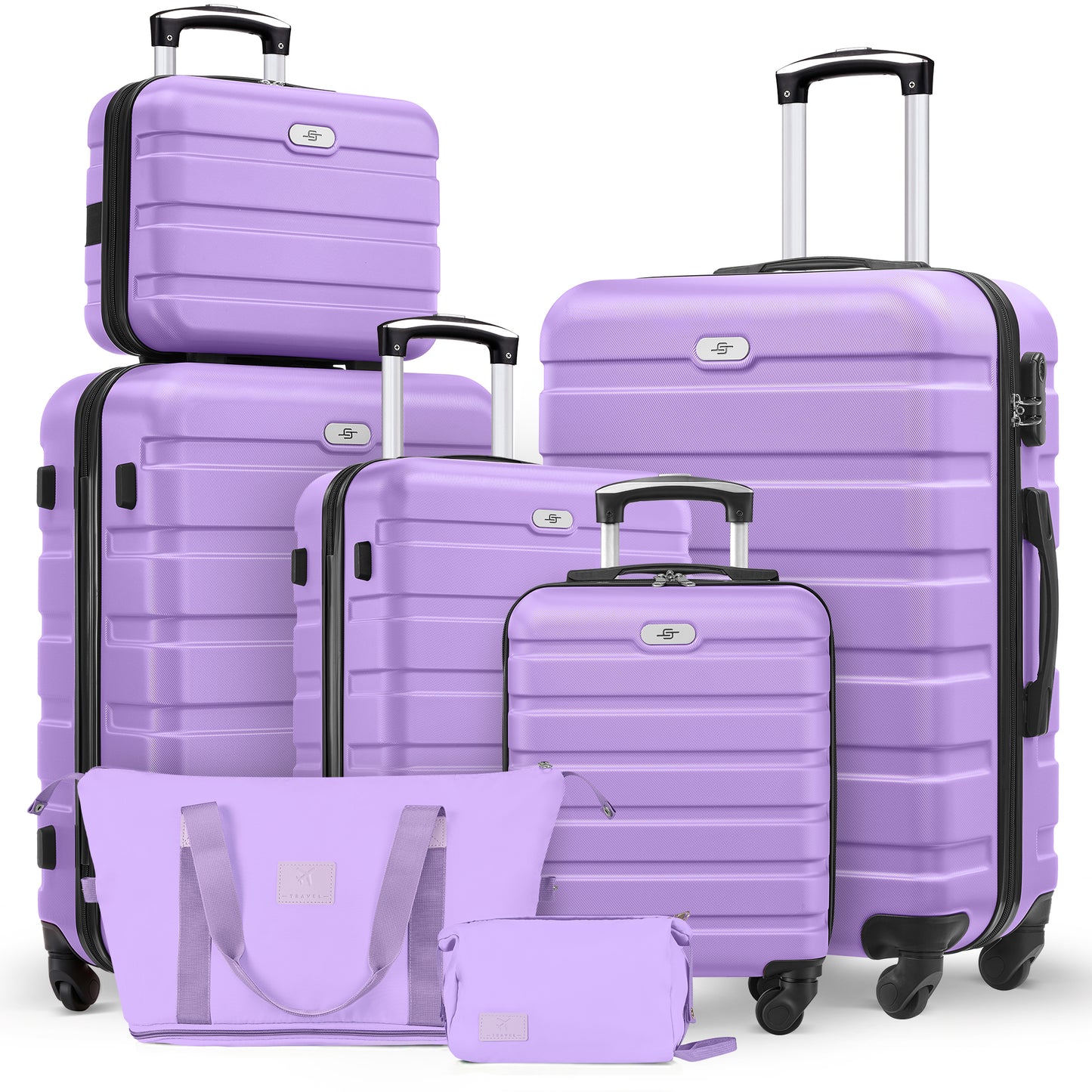 7 Piece Luggage Sets,13/16/20/24/28 inch Hardside Lightweight ABS Suitcase With Expandable Duffle Bag