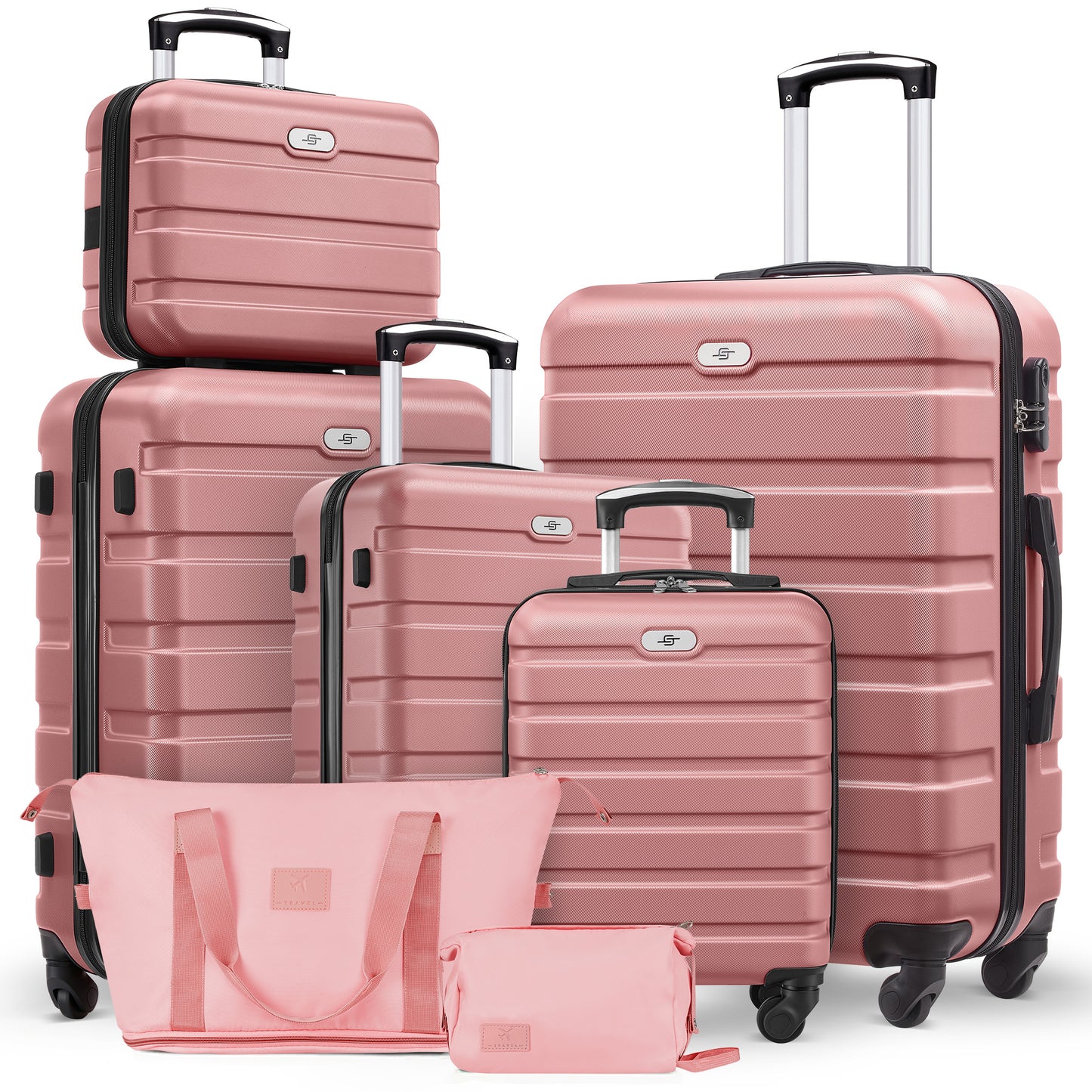 7 Piece Luggage Sets,13/16/20/24/28 inch Hardside Lightweight ABS Suitcase With Expandable Duffle Bag