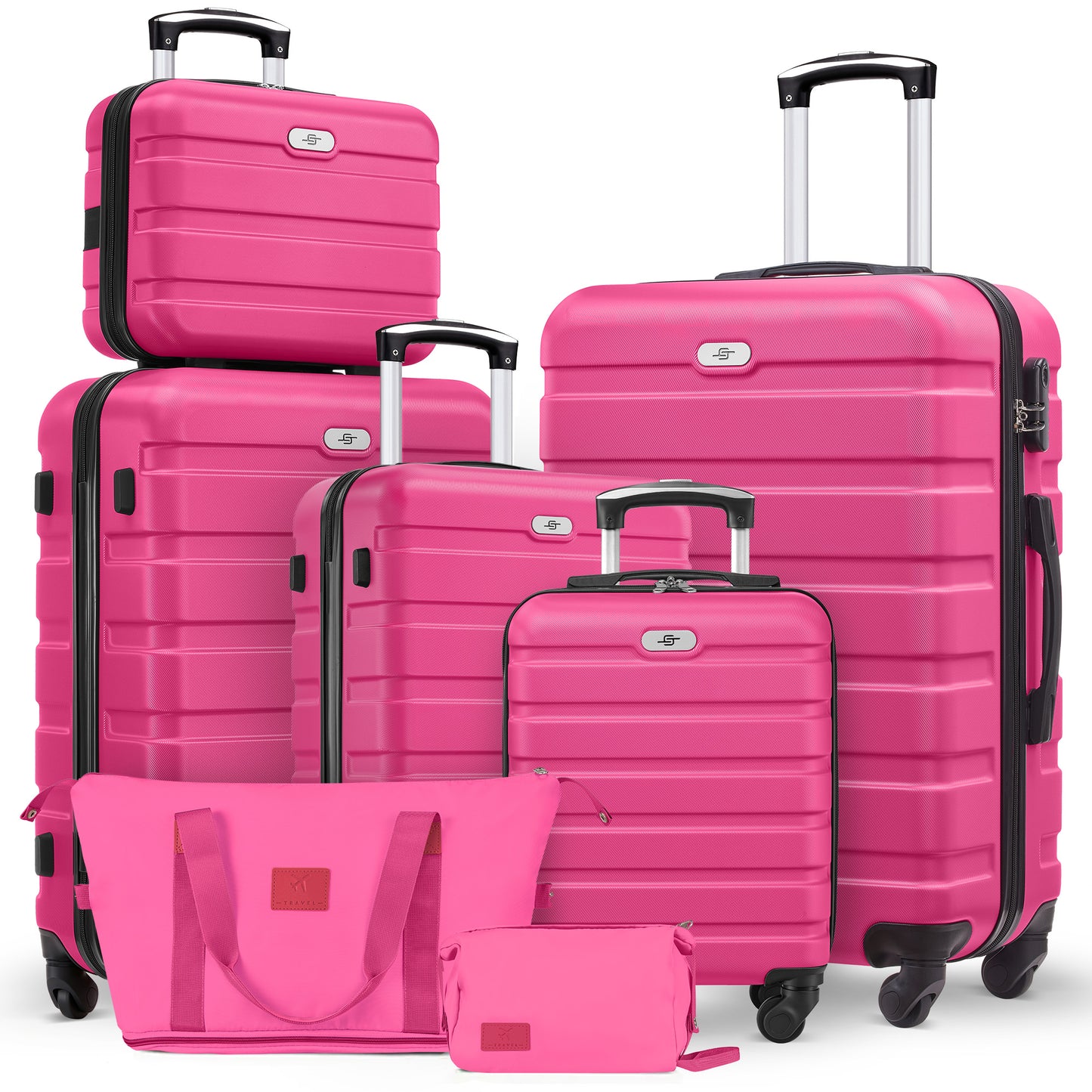 7 Piece Luggage Sets,13/16/20/24/28 inch Hardside Lightweight ABS Suitcase With Expandable Duffle Bag