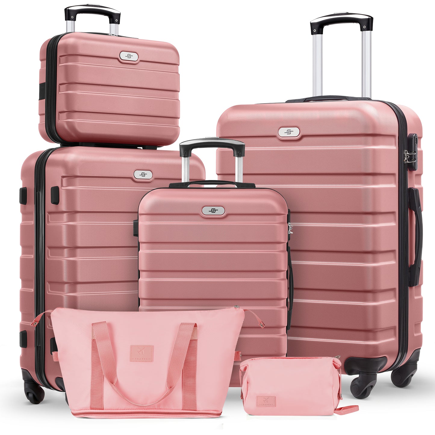 Gowill 6 Piece Luggage Sets,13/20/24/28 inch Hardside Lightweight ABS Suitcase With Expandable Duffle Bag