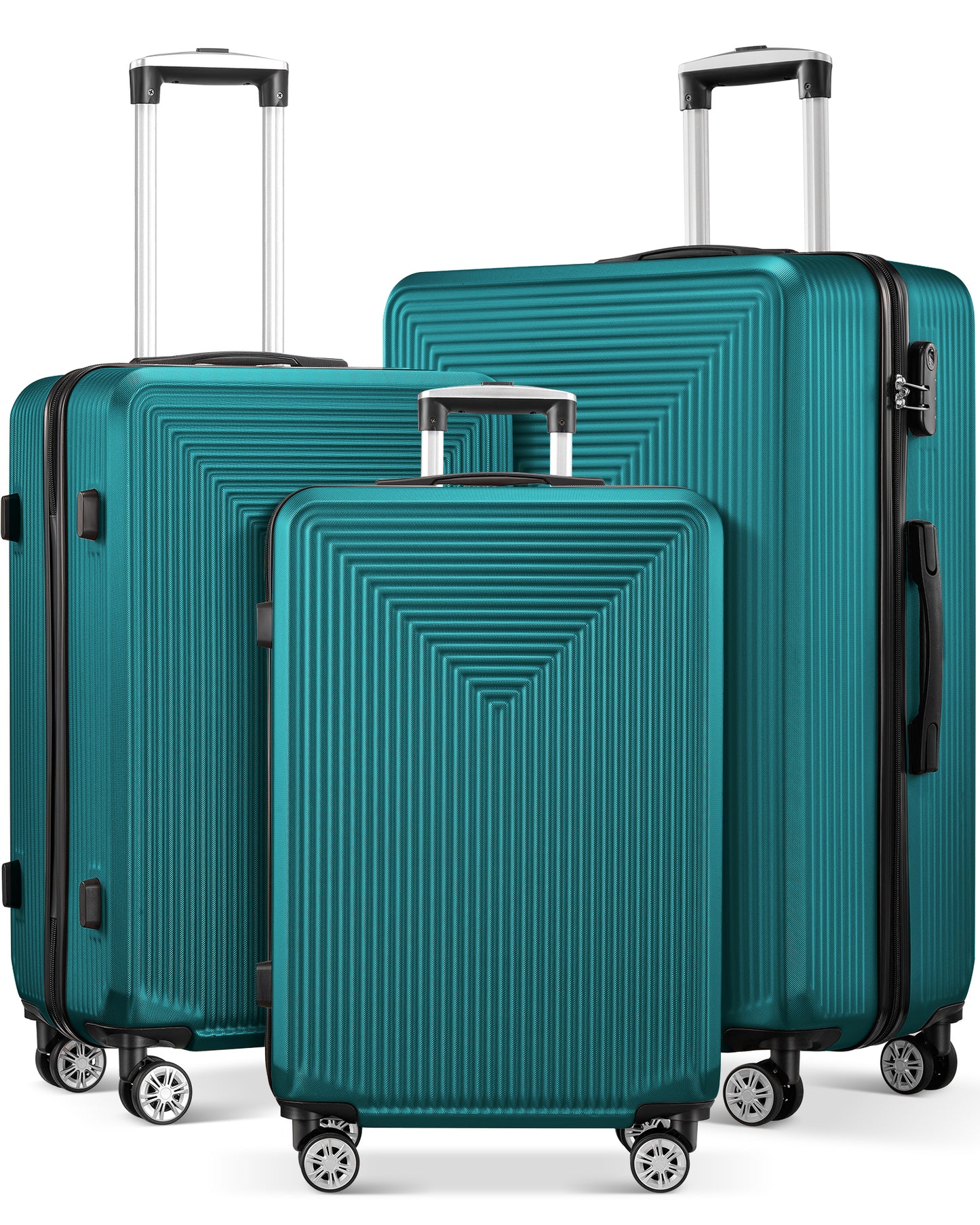 Luggage 3 Piece Sets Hard Suitcase Set with Wheels (Blue Green)