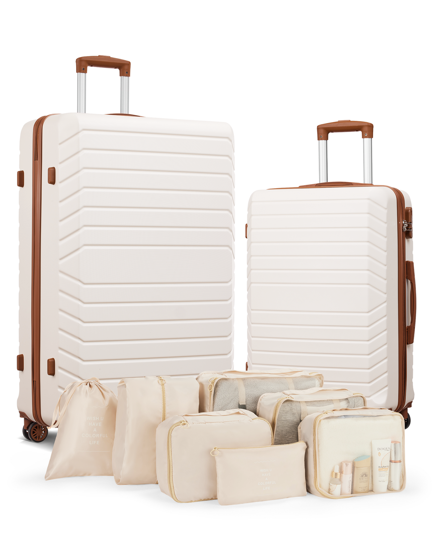 2 Piece Travel Luggage Sets (20"&28") Hardside Suitcase with 7PC Organizer Bags