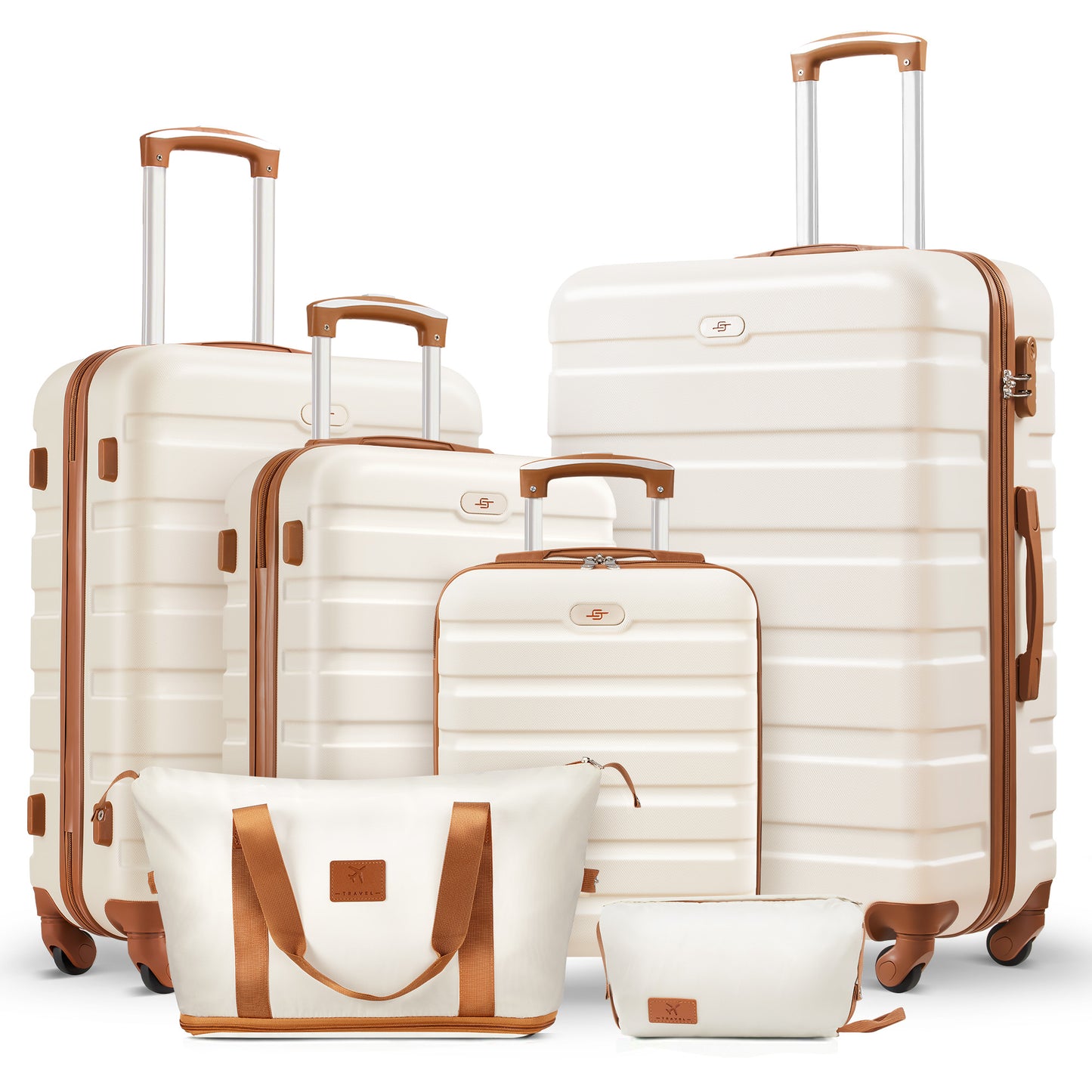 Gowill 6 Piece Luggage Sets,16/20/24/28 inch Hardside Lightweight ABS Suitcase With Expandable Duffle Bag