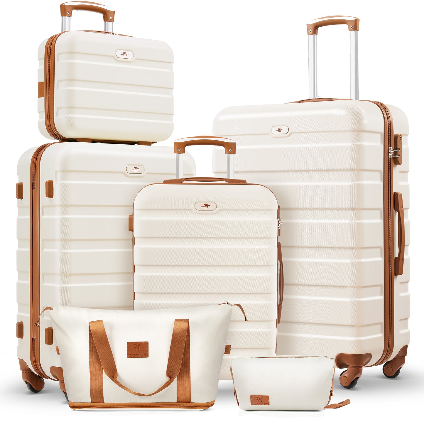 Gowill 6 Piece Luggage Sets,13/20/24/28 inch Hardside Lightweight ABS Suitcase With Expandable Duffle Bag